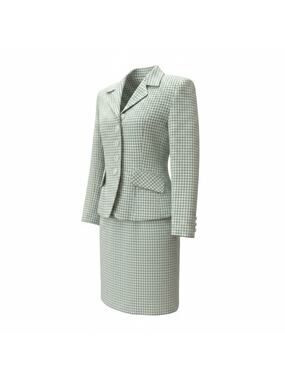 Vintage Barami Sage Green Houndstooth Skirt Suit Set Size 8